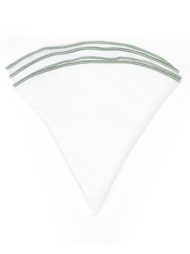 White Linen/Sea Green Trim Linen Pocket Circle